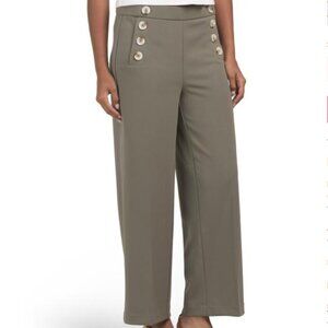 NWT JULES & LEOPOLD Techno Crepe Pull on Wide Leg Olive Green Pants
